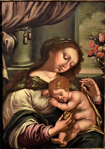 Madonna col Bambino olio su tavola